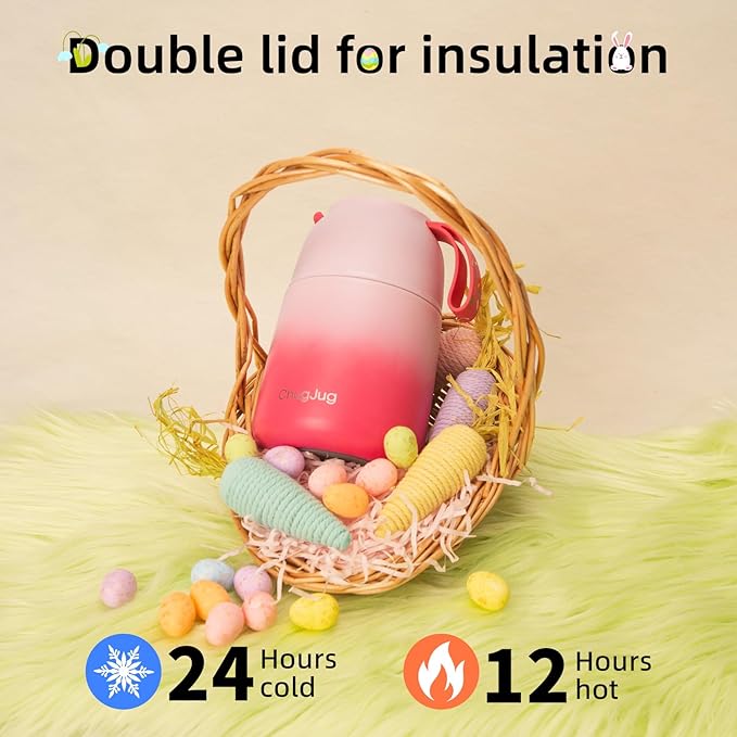 Thermo for Hot Food for Adults Kids | Wide Mouth, 18 oz Insulated Food Jar with Spoon, Leakproof Soup Thermo for School Office Travel, Thermal Steel Lunch Container Easy to Carry (Pink)