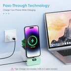 Mini Portable Charger USB C Power Bank,Upgraded 5000mAh PD Fast Charging Battery Pack Built-in USB-C Connector,LCD Display,Compatible with iPhone 15,15 Plus,15 Pro/Max,iPad Pro/Air, Android Phone etc
