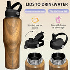 SENDESTAR 32oz Water Bottle Wide Mouth Stainless Steel Vacuum Insulated Double Wall with 2 Straw Lids Fit in Any Car Cup Holder