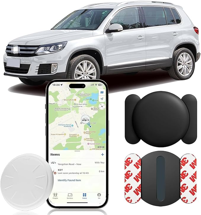 Tracker Device for Vehicles,Mini Hidden Car Tracker with Magnetic Case,GPS Tracker for Vehicles Work with Apple Find My(iOS Only),No Monthly Fee Real Time GPS Car Tracker (Black,1PCS)