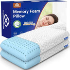 Cooling Memory Foam Pillows, Cooling Bed Pillow, Bed Pillow for Side, Back and Stomach Sleepers, Neck Pillow for Sleeping with Removable and Machine Washable Cover, King Size (2 Pack)