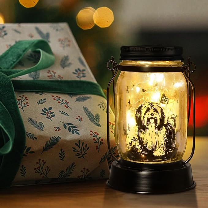 kyoryuger Shih Tzu Gifts for Women/Men Shih Tzu Solar Lanterns Dog Mom Birthday Dog Lovers Lantern Pet Loss Pet Memorial Lights Solar Garden Decoration for Yard, Patio,Backyard,Porch Torches Light