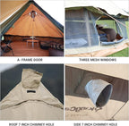 KingCamp Canvas Bell Yurt Tents, 4 Seasons Large Waterproof & Windproof Luxury Glamping Tent w/Stove Jack for Family Outdoor Camping, Hunting, Parties