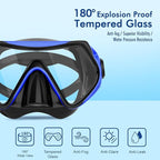 Snorkeling Gear for Adults, JRing Snorkel Mask Set with 180 Degree Tempered Glass Anti Fog Goggles Scuba Dry Top Snorkel for Swimming, Scuba Diving Mask for Men Women