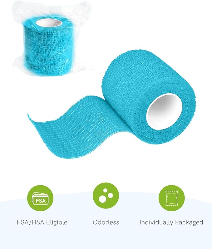 FriCARE Self Adhesive Bandage Wrap, Medical Tape in First Aid Kit, Cohesive Bandages for Wounds Sport Vet, 2 Inches X 5 Yards 6 Rolls, Vibrant