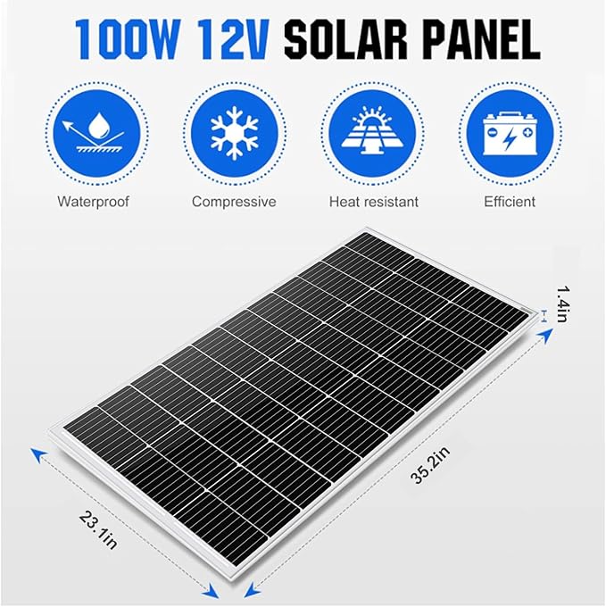 ECO-WORTHY 100 Watt 12 Volt Solar Panel Kit for RV Battery Boat Trailer Cabin Garden Shed Home: 100W Solar Panel+30A PWM Charge Controller+ Tray Cable + Z Mounting Brackets