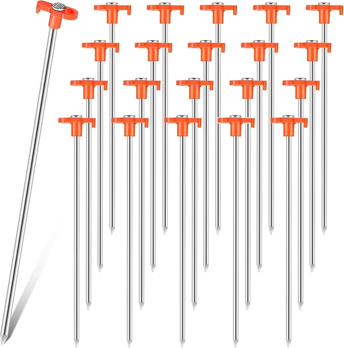 Shimeyao 10" Tent Stakes Camping Heavy Duty Stakes Bulk Metal Ground Pegs Camping Spikes Galvanized for Outdoor Pitching Canopy