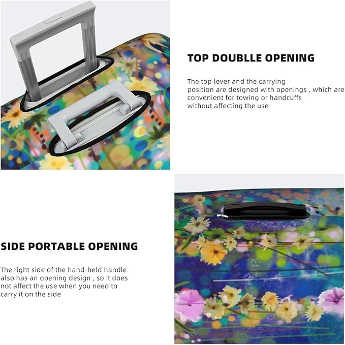 Travel Luggage Cover Suitcase Protector, Abstract Spring Flower Watercolor Elastic Stretch Anti-scratch Luggage Sleeve with Concealed Zipper for Spinner Wheeled Suitcase Fits 18-21 Inch Luggage