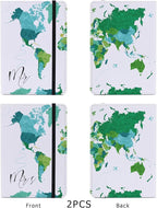 Passport Book Holder,Passport Wallet for Men Mr and Mrs Passport Holder Cover for Women World Map Case for Couples Christmas Traveling Book Protector 2PCS