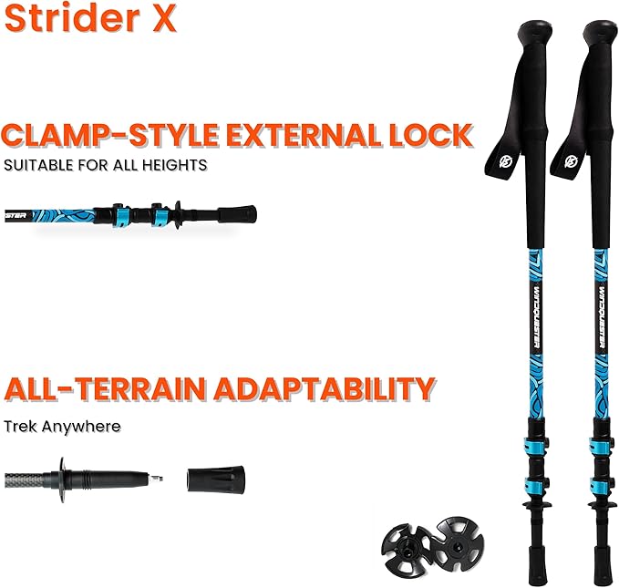 Adjustable Carbon Fiber Trekking Poles – Lightweight Hiking Poles with Quick Lock, Collapsible Walking Sticks for Backpacking, Camping, Glacial Wave Strider X for Climbing & Travel