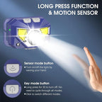 LHKNL Headlamp Flashlight, Lumen Ultra-Bright LED Rechargeable Headlight with White Red Light,2-Pack Waterproof Motion Sensor Head Lamp,8 Modes for Outdoor Camping Running Fishing- Blue