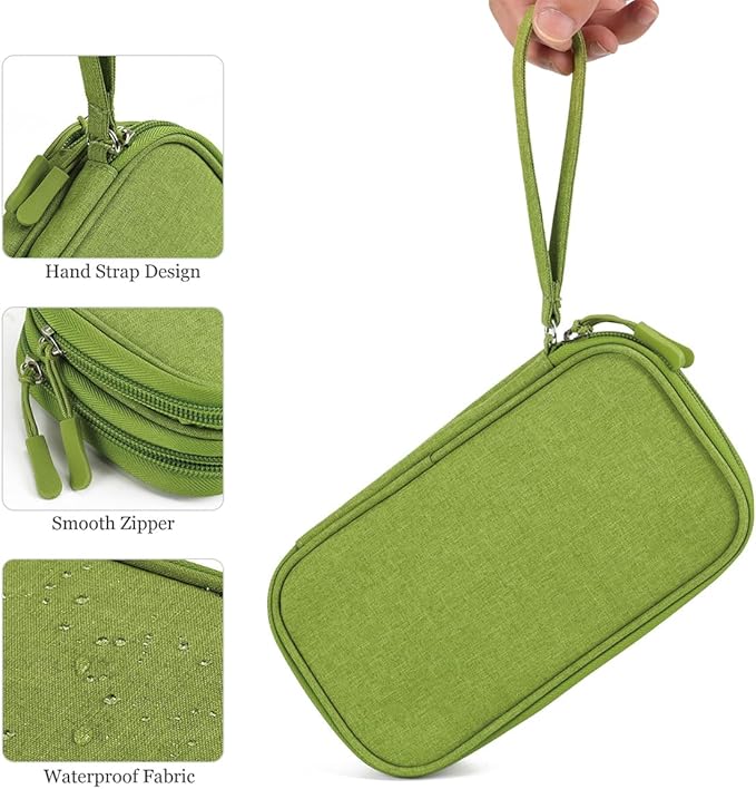CAAORDKSO Electronic Organizer Travel USB Cable Accessories Bag/Case, Waterproof Electronics Accessories Case Organizer Bag for Cable, Cord, Charger, Phone, Power Bank, Earphone (Grass Green, Large)