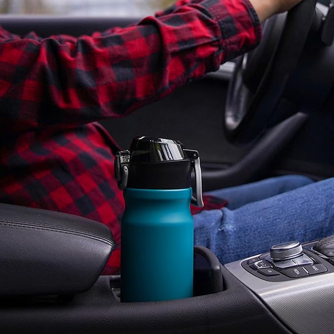 BJPKPK 18oz Insulated Water Bottle With Straw Stainless Steel Double Wall Water Bottles BPA Free Leak Proof Thermo With Lockable Flip Lid And Soft Silicone Spout,Indigo Black