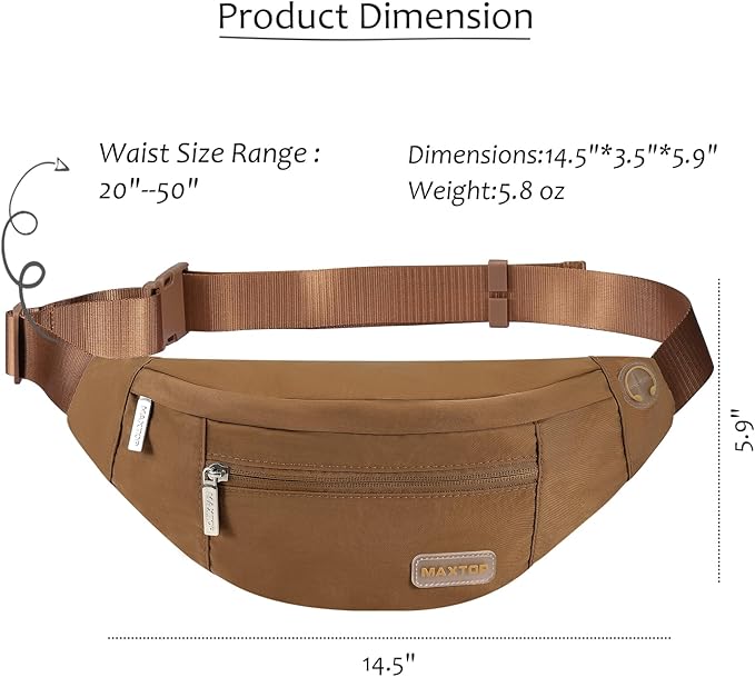 MAXTOP Large Crossbody Fanny Pack with 4-Zipper Pockets,Gifts for Enjoy Sports Festival Workout Traveling Running Casual Hands-Free Wallets Waist Pack Phone Bag Carrying All Phones