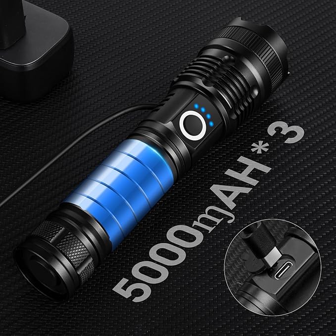 KINGCAESAR 3 Pack Flashlights 90,000High Lumens - Super Bright Rechargeable Flashlight with 5 Light Modes, IPX7 Waterproof Powerful LED Flash Light for Home, Camping