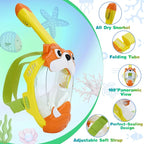 Full Face Snorkel Mask for Kids 4-16, 180 Degree Panoramic View Snorkeling Set Anti-Fog Anti-Leak, Foldable Dry Top Snorkeling Gear for Kids