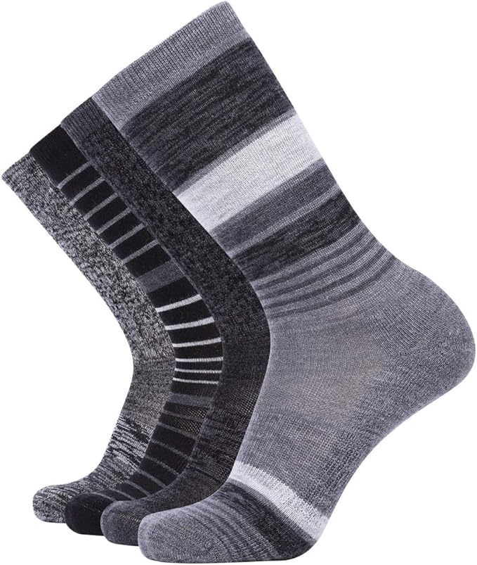 EnerWear 4 Pack Women's Merino Wool Outdoor Hiking Trail Crew Sock
