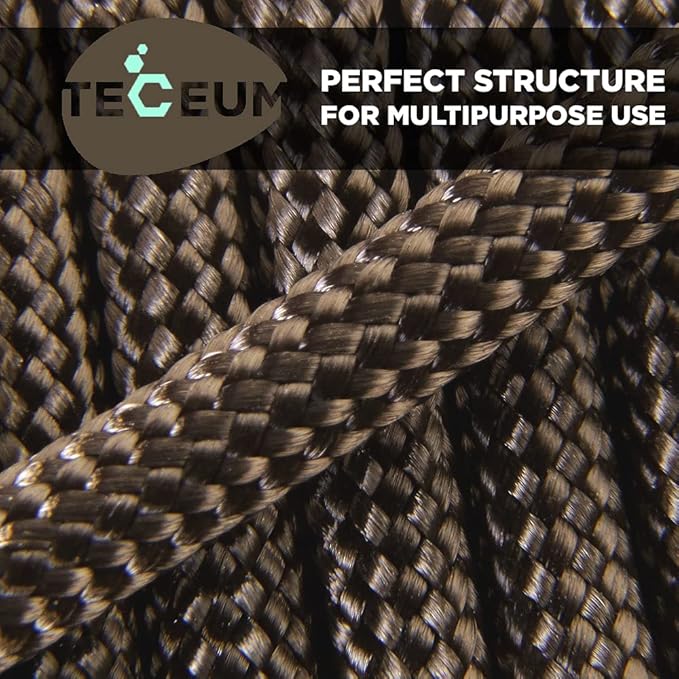 TECEUM 5/32" Paracord Rope 1000 – 1000ft / 200ft / 100ft / 50ft – Tactical Parachute Cord 4mm – 45+ Colors – Nylon String for Survival & Camping Gear – Stripe Cord for Survival – Utility Rope