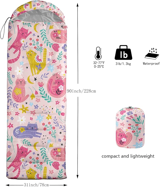 QOOMO Camping Sleeping Bags,3 Season Warm & Cool Weather,Lightweight,Waterproof Sleeping Bags for Adults & Kids,Traveling,and Outdoors,Camping Gear Equipment