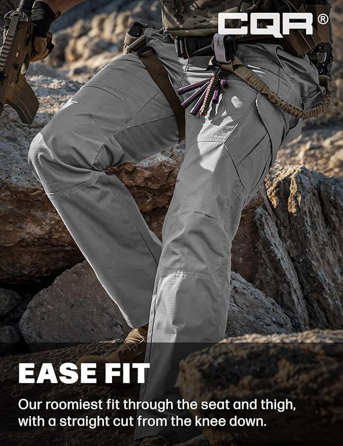 CQR Men's Tactical Pants, Water Resistant Ripstop Cargo Pants, Lightweight EDC Work Hiking Pants, Outdoor Apparel