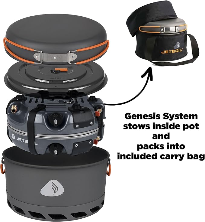 Jetboil Genesis Basecamp Backpacking and Camping Stove Cooking System with Camping Cookware
