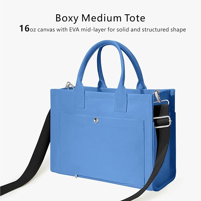 TOPDesign Heavy-Duty Canvas Tote Bag for Women, Adjustable Crossbody/Shoulder Handbag with 9 Pockets, Everything Tote