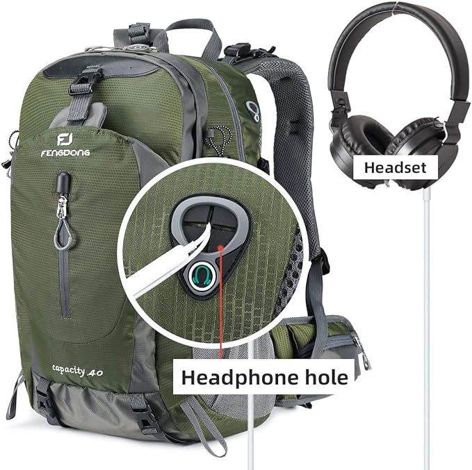 FENGDONG 40L Waterproof Lightweight Hiking,Camping,Travel Backpack for Men Women (green)