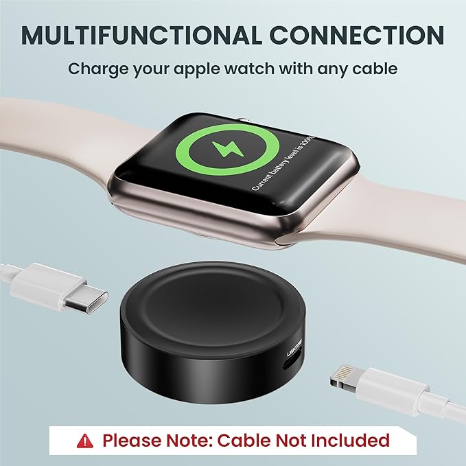 RUXELY Magnetic Charger Adapter for Apple Watch,5W Portable Wireless Fast iWatch Charger with USB C & iPhone Power Port,Short Apple Watch Charging Cable for iWatch Series 11 10 9 8,Ultra 3,42/46/44mm