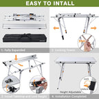 Folding Outdoor Camping Table with Adjustable Legs, Lightweight Aluminum Roll Up Camp Table with Carrying Bag, Mesh Storage Organizer, for Cooking, Picnic, Beach, Backyards, BBQ, Party
