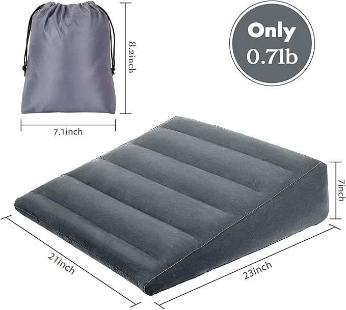 Inflatable Wedge Pillow, Portable Travel Wedge Pillow, Fast Inflation & Deflation Inflatable Wedge Pillows for Travel, Blow Up Sleeping Back Knee Bed