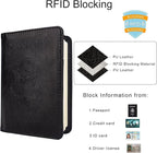 WALNEW Passport Holder for Travel, RFID Passport Cover Wallet for Women Men, PU Leather Passport Book Card Holder Case with Pen (Upgraded, Upgraded-Black)