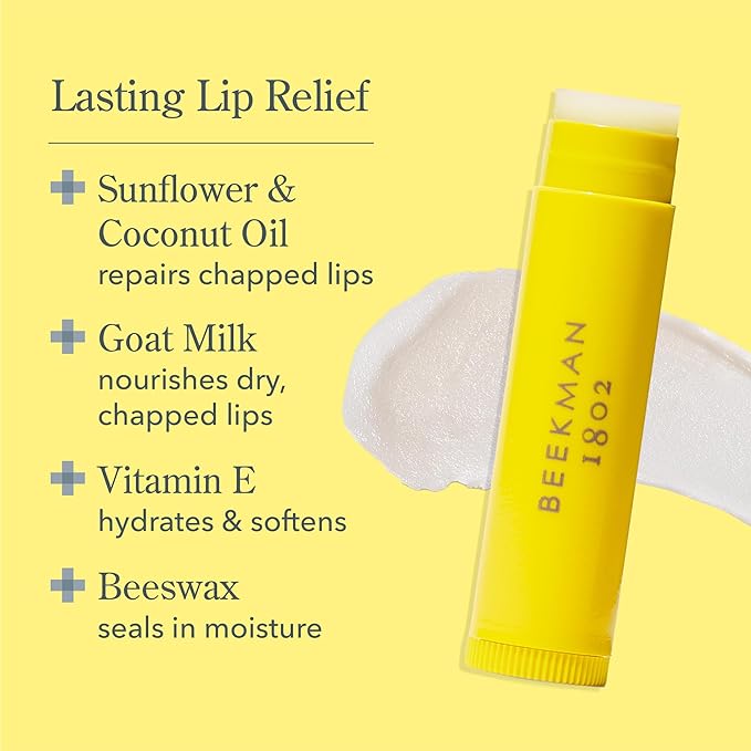 Beekman 1802 Goat Milk Hand Cream & Lip Balm Set – Hydrating Skincare Duo for Dry Hands & Chapped Lips – Moisturizing Hand Lotion & Lip Care Gift Set, Travel Size – Glacial Mint & Eucalyptus