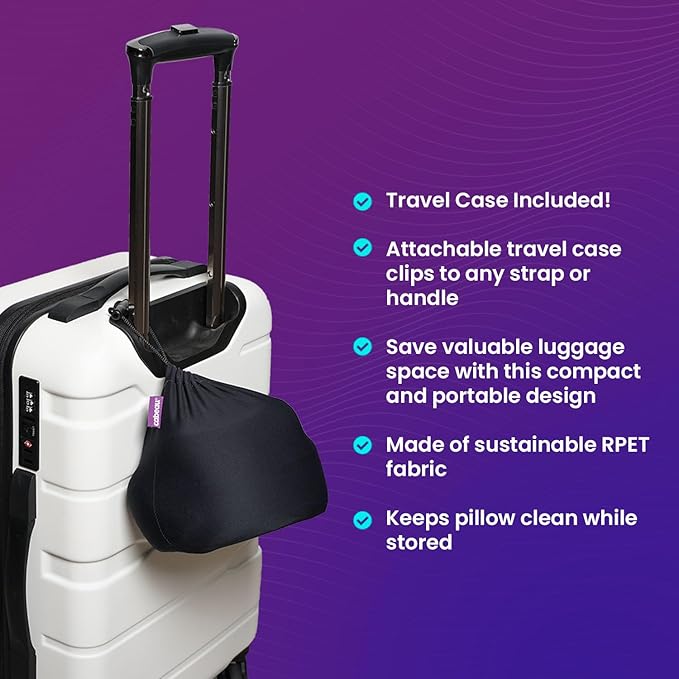 Softest Neck Pillow Ever for Travel – Evolution Earth Deluxe – 360° Head, Neck and Chin Support for Sleeping – Sustainable Memory Foam - Removable, Washable Cover with Compact Carrying Case (Wind)