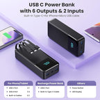 Portable Charger Power Bank 50800mAh,25W USB C Fast Charging Battery Pack with 3 Built in Cables & LED Display,6 Output 2 Input Travel Essentials Phone Charger for iPhone 17/16/15,Galaxy,Android etc