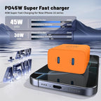 QZIIW iPhone 17 16 15 Pro Max Charger Fast Charging,45W Dual Port USB C Fast Charger Block [2-Pack] & Extra Long 60W 3/6/10/10FT USB C Cable - PD Quick Adapter 3.0 for iPhone 16 15 17/16 15 17 Pro.