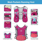 Running Hydration Vest for Women Men - Waterproof Running Water Backpack Hydration Pack with 12 Pockets, Lightweight Water Vest for Hiking Trail Cycling Marathon Race