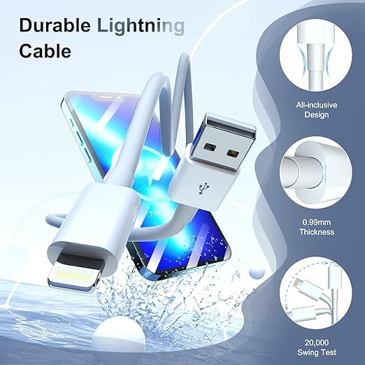 iPhone Charger 3/3/6/6/10FT Apple MFi Certified Lightning Cable Charging Cord Compatible with iPhone 14 13 12 11 Pro Max XR XS X 8 7 Plus 6S/iPad/Car Carplay (5 Pack)