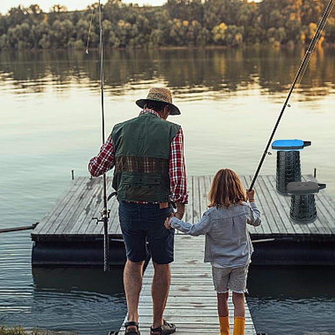 Upgraded Collapsible Stool Heavy Duty 550lbs Load Capacity Portable Foldable Sturdy Telescopic Stool for Camping Travel Hiking (Blue)