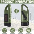 Mudder 6 Pcs Hand Crank Solar Powered Flashlights Emergency Rechargeable LED Handheld Flashlights for Survival Gear Outdoor Sports Camping Hiking Backpack Safety (Green)