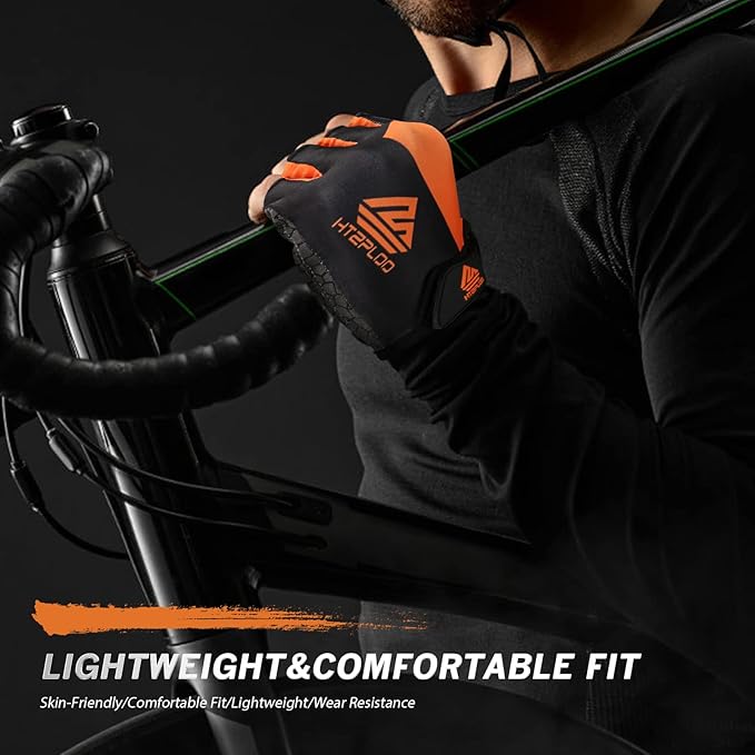 Bike Gloves for Men Women with Anti-Slip Shock-Absorbing Pad, Light Weight Half-Finger Cycling Gloves
