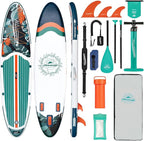 Inflatable Paddle Boards for Adults and Youth, 11'x33 Wood Grain Stand Up Paddle Board with SUP Accessories, Portable Inflatable Paddleboard for All Skill Levels,Blow Up Paddle Board as Present