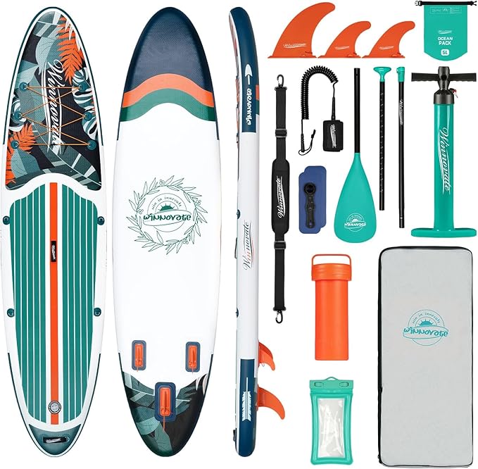 Inflatable Paddle Boards for Adults and Youth, 11'x33 Wood Grain Stand Up Paddle Board with SUP Accessories, Portable Inflatable Paddleboard for All Skill Levels,Blow Up Paddle Board as Present