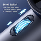 JISULIFE Portable Handheld Fan,Speed(1-100) Adjustable Turbo Mini and 3600mAh Battery Rechargeable Personal Fan,Digital Display,Gifts for Women Men Travel/Camping/Outdoor-Blue