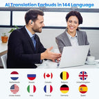 AI Translation Earbuds Real Time: OWS 3 in 1 Translator Earbuds for iOS & Android, Supporting 144 Languages with 60-Hour Battery Translator Headphones for Travel Business Meetings & Learning