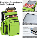 Backpack Cooler, 40 Cans Soft Leak Proof Picnic Backpack, Hanke Portable 2 Insulated Compartments Cooler Backpack Water Resistant for Lunch Beach Travel Camping Picnic Hiking (Green)