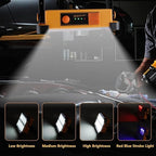 2 Pack 120W Solar Rechargeable Work Light, 144 LED 10000LM Portable Flood Light with Stand, IP66 Waterproof 4 Modes LED Job Site Lighting Flashlights for Mechanic Camping Fishing Car Repair