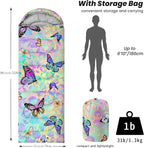 Sleeping Bags for Adults Youth Kids,3D Printing Camping Sleeping Bag for Girls Boys Lightweight Waterproof Cold/Warm Weather Sleeping Bag for 3 Seasons