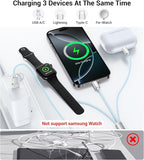 Temdan for Travel Vacation Essentials,3 in 2 USB C Cable for Apple Watch Charger/iPhone 17 Charger/Lightning,Multi Charging Cable Cord,Camping Essentials,Designed for iWatch & iPhone 16-12-4FT Blue