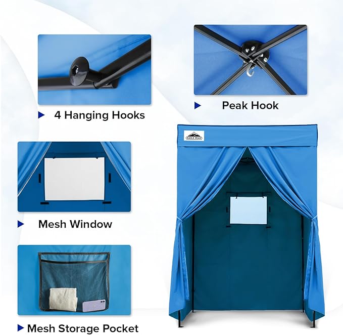 EAGLE PEAK Flex Compact 5x5 Pop-up Canopy Changing Room, Portable Privacy Dressing Room for Indoor Fashion Photoshoots, Camping, or Pool, Light Blue