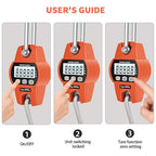 Hanging Scale 660lb/300kg - High-Accuracy Crane Scale with Aluminum Frame and LCD Display. Functions as Fishing Scale and Luggage Scale. for Farm, Hunting, Fitness, and Travel Weighing